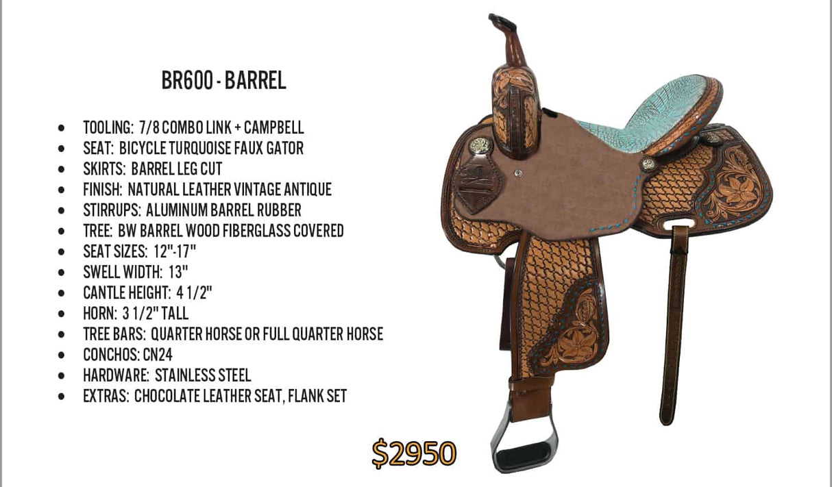 Barrel Racer - Best Ever Saddles - Custom Tooled