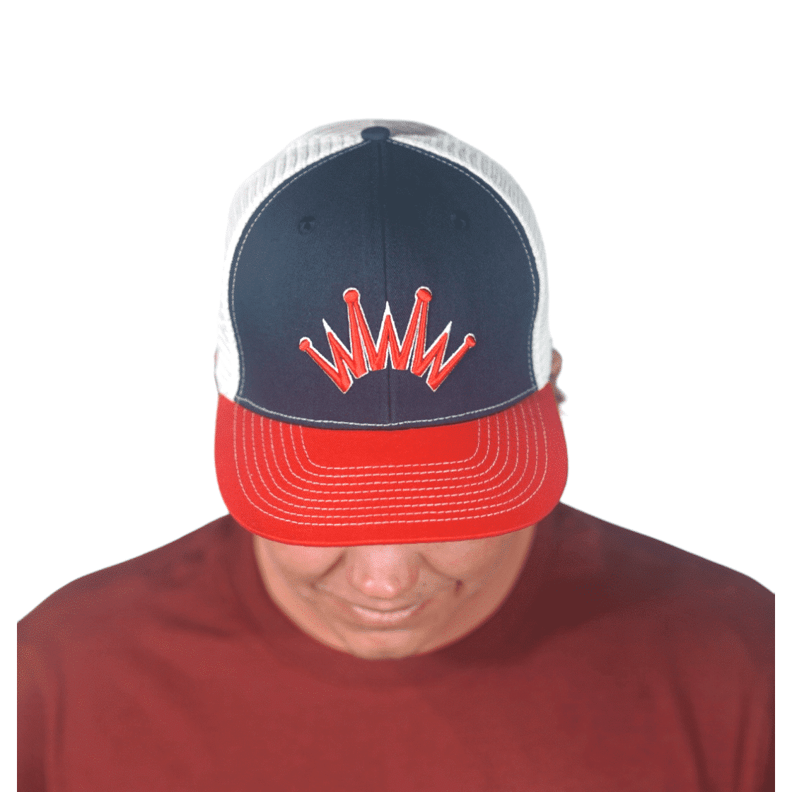 Flat Brim Navy Red Puff Crown