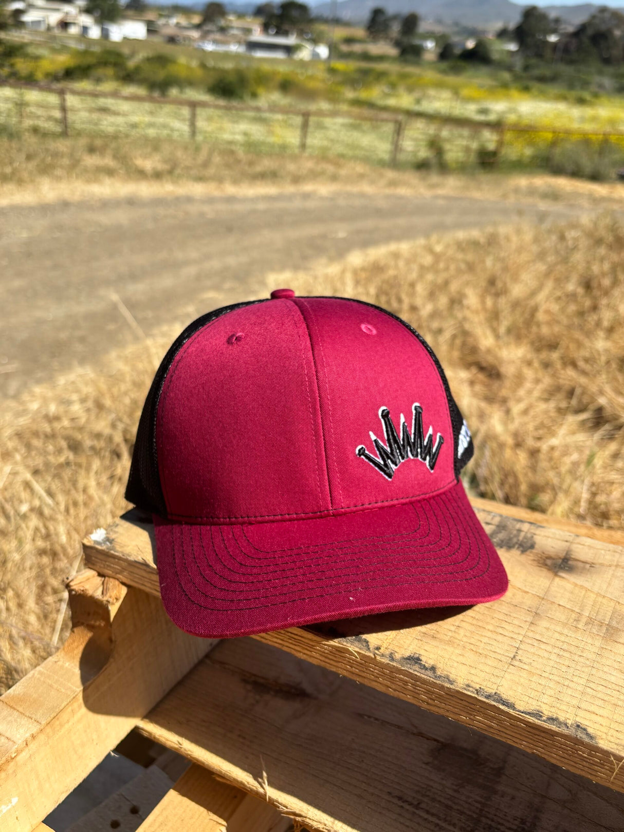 Trucker Hat Maroon Black Crown