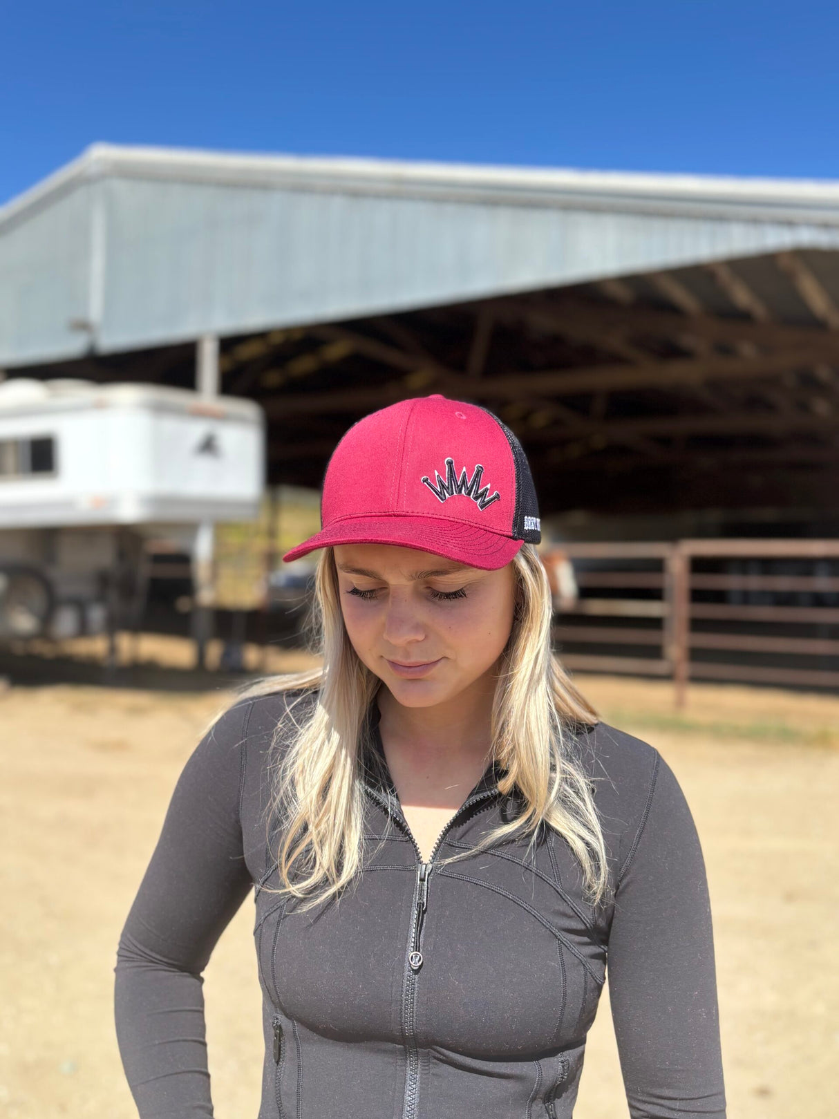 Trucker Hat Maroon Black Crown