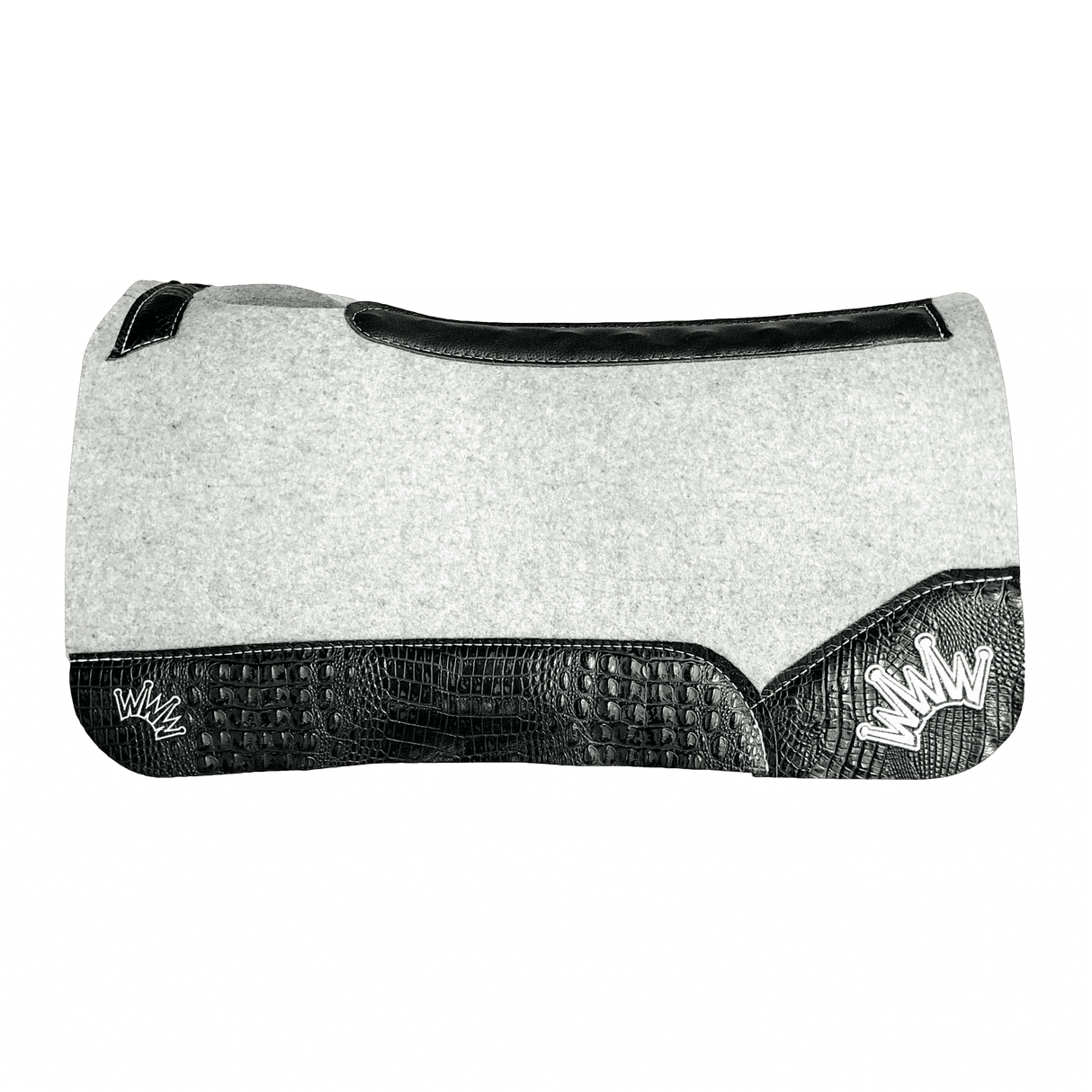 The Kush Light Grey Saddle Pad with Crocodile Leather and White Crown