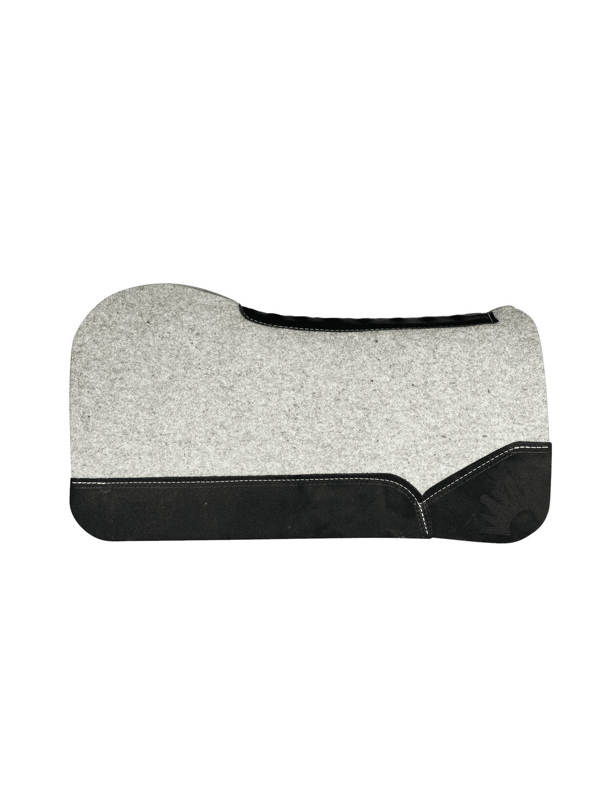 The Kush Gray Saddle Pad with Black Roughout Cowboy Leather and Lasered Crown