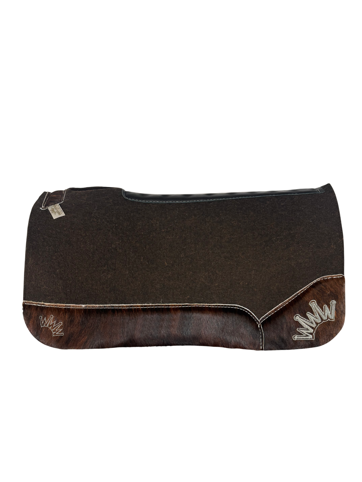 OG Saddle Pad with Brindle Cowhide- Crown in Dark Gray Embroidery