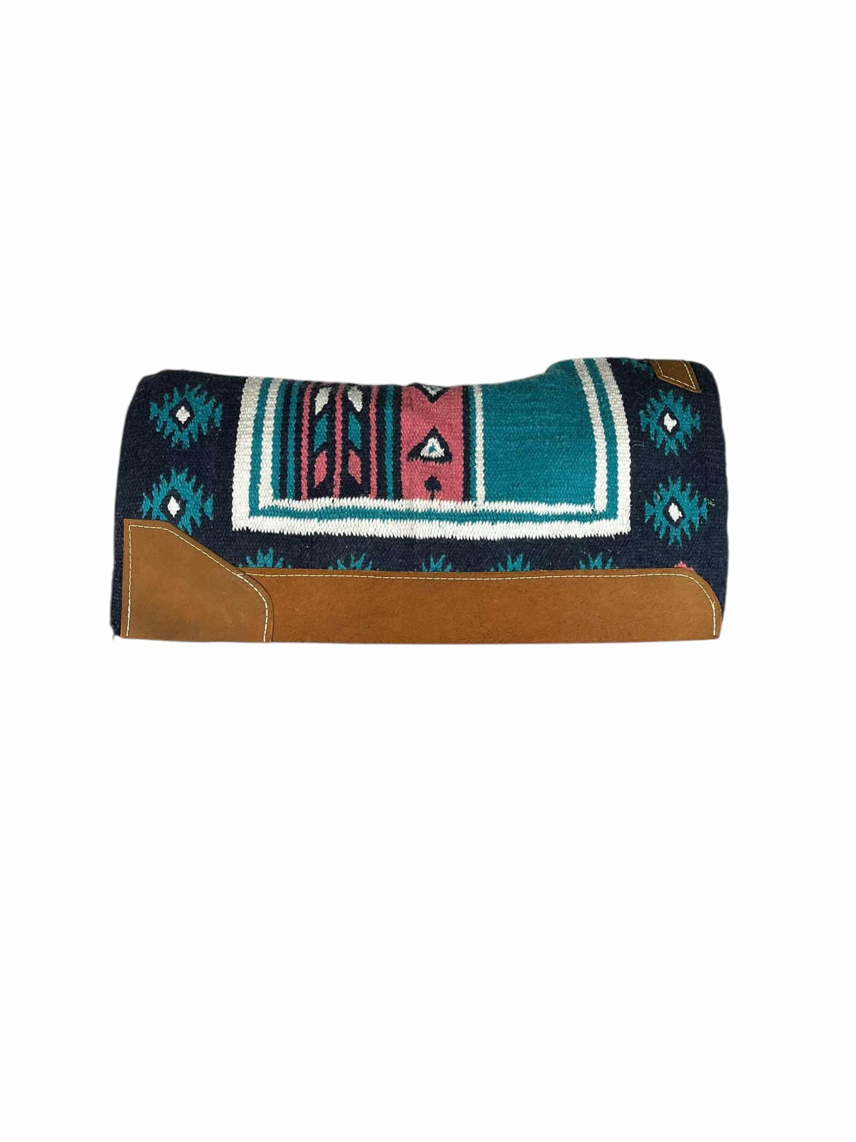 34x36 1" OG Cherokee Turquoise White Pink Black Navajo Saddle Pad (#133873)