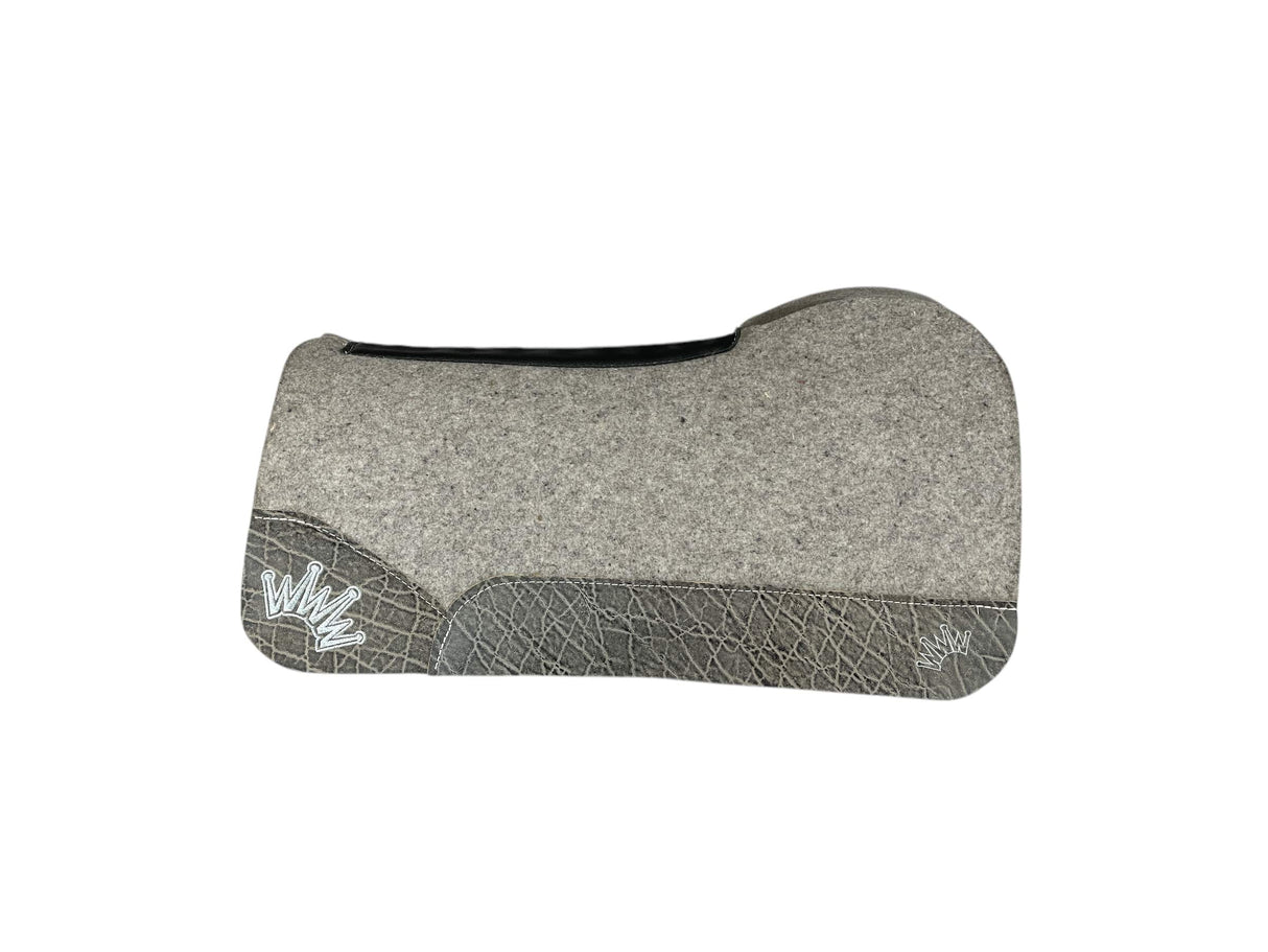 32x32 1.25" Kush Gray Wool Open Extended Saddle Pad (#114286)