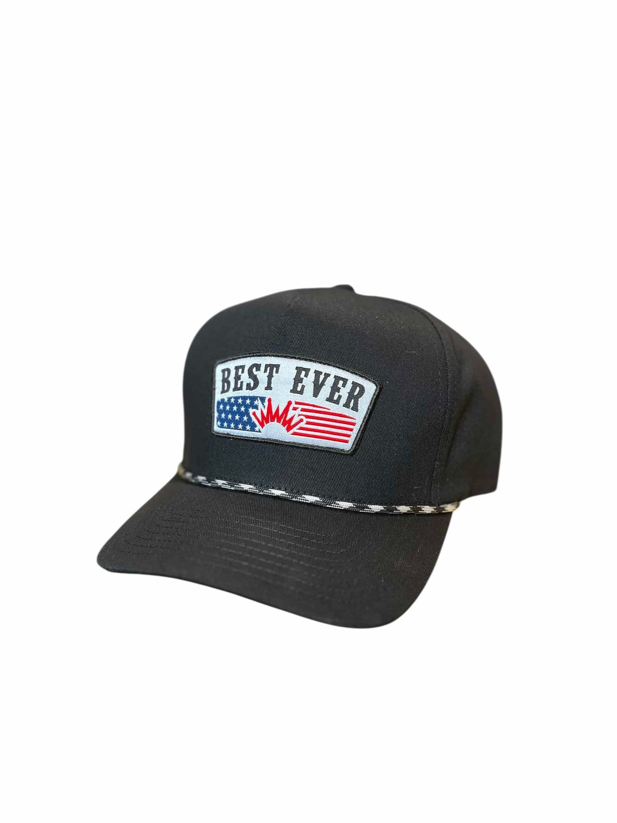 Flat Brim Black USA Rope Cap