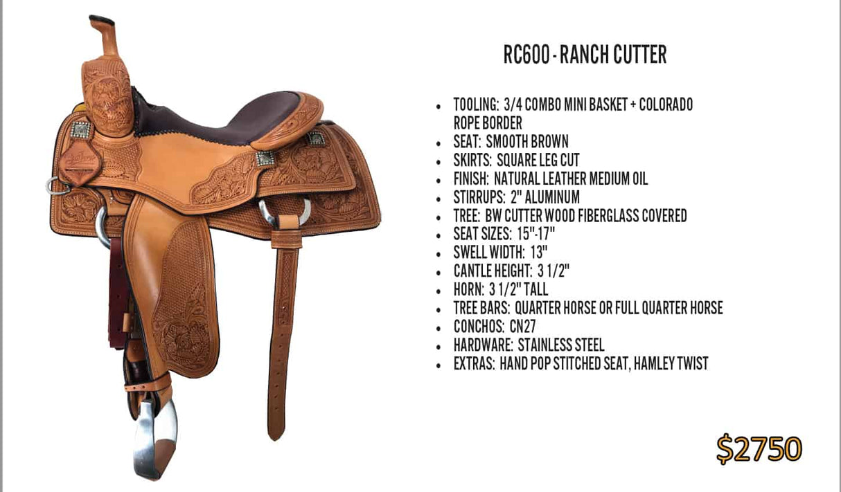 Ranch Cutter - Best Ever Saddles - Custom Tooled