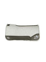 The Kush Gray Saddle Pad with Black Leather and a Thin Blue Line Crown Embroidery