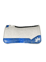 The Kush Gray Saddle Pad with Blue Crocodile Reptile Leather and a White Crown