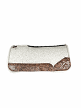 The Kush Gray Saddle Pad with Indios Floral Leather and a White & Dark Brown Embroidered Crown