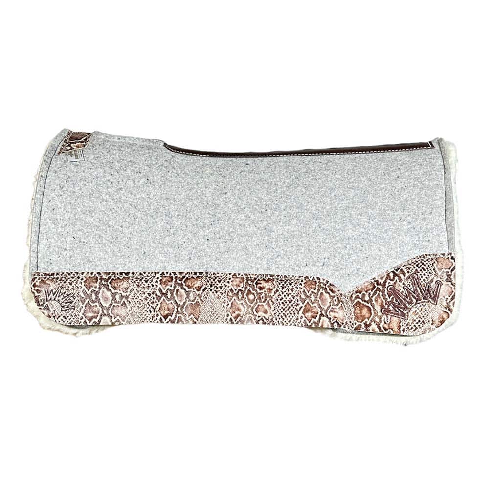 Gray Kush Fleece Saddle Pad with Cream Gold Python - Crown in  Brown Embroidery
