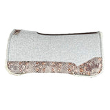 Gray Kush Fleece Saddle Pad with Cream Gold Python - Crown in  Brown Embroidery