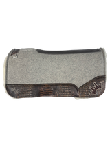 Grey Kush Saddle Pad with Copper Brown Crocodile - Crown in Beige/Dark Brown Embroidery