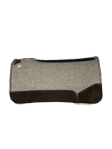 Gray Kush Fleece Saddle Pad with Dark Brown Roughout Leather - Crown Lasered