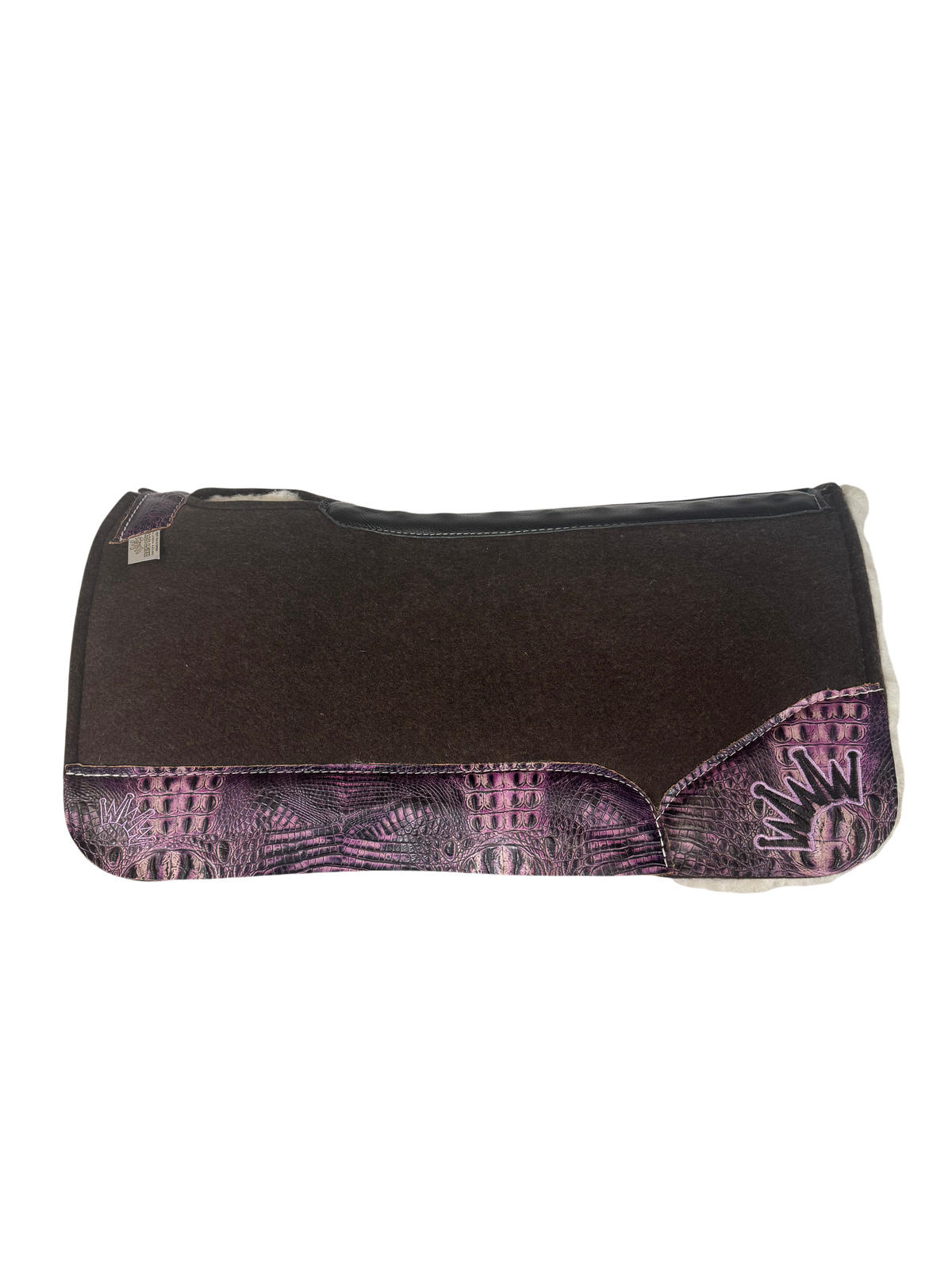 OG Fleece Saddle Pad with Deep Purple Crocodile – Crown in Violet & Black Embroidery