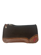 OG Fleece Saddle Pad with Oak Nut Leather – Crown in Black/Maroon Embroidery