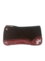OG Fleece Saddle Pad with Red Floral Leather - Crown in White Embroidery