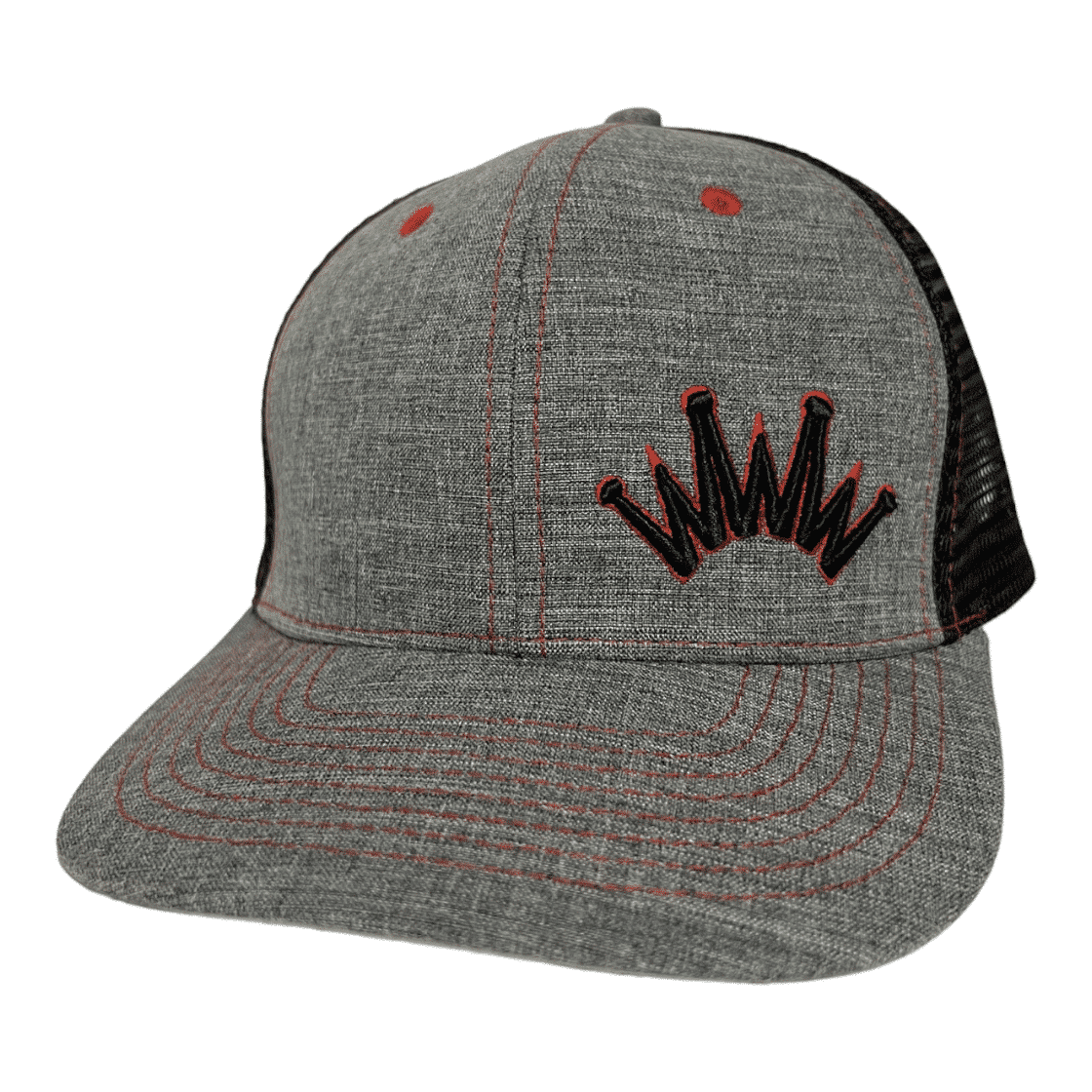 Flat Brim Heather Grey Red Accents