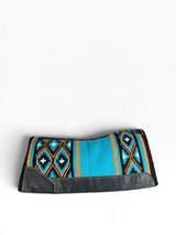34x36 3/4" Kush FLEECE Sequoyah Teal/Black/Orange/White Navajo (#624289)