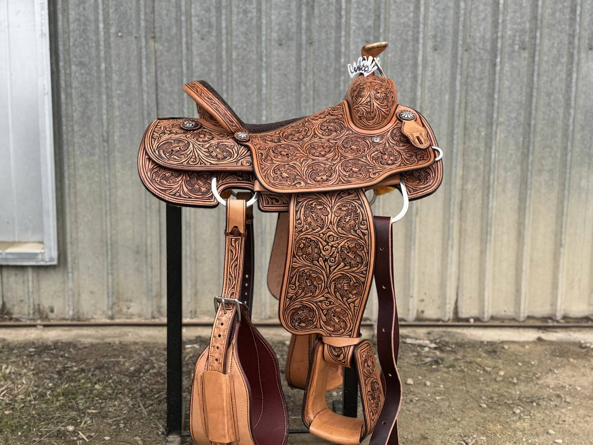 14.5" Rope Saddle - Floral Oak