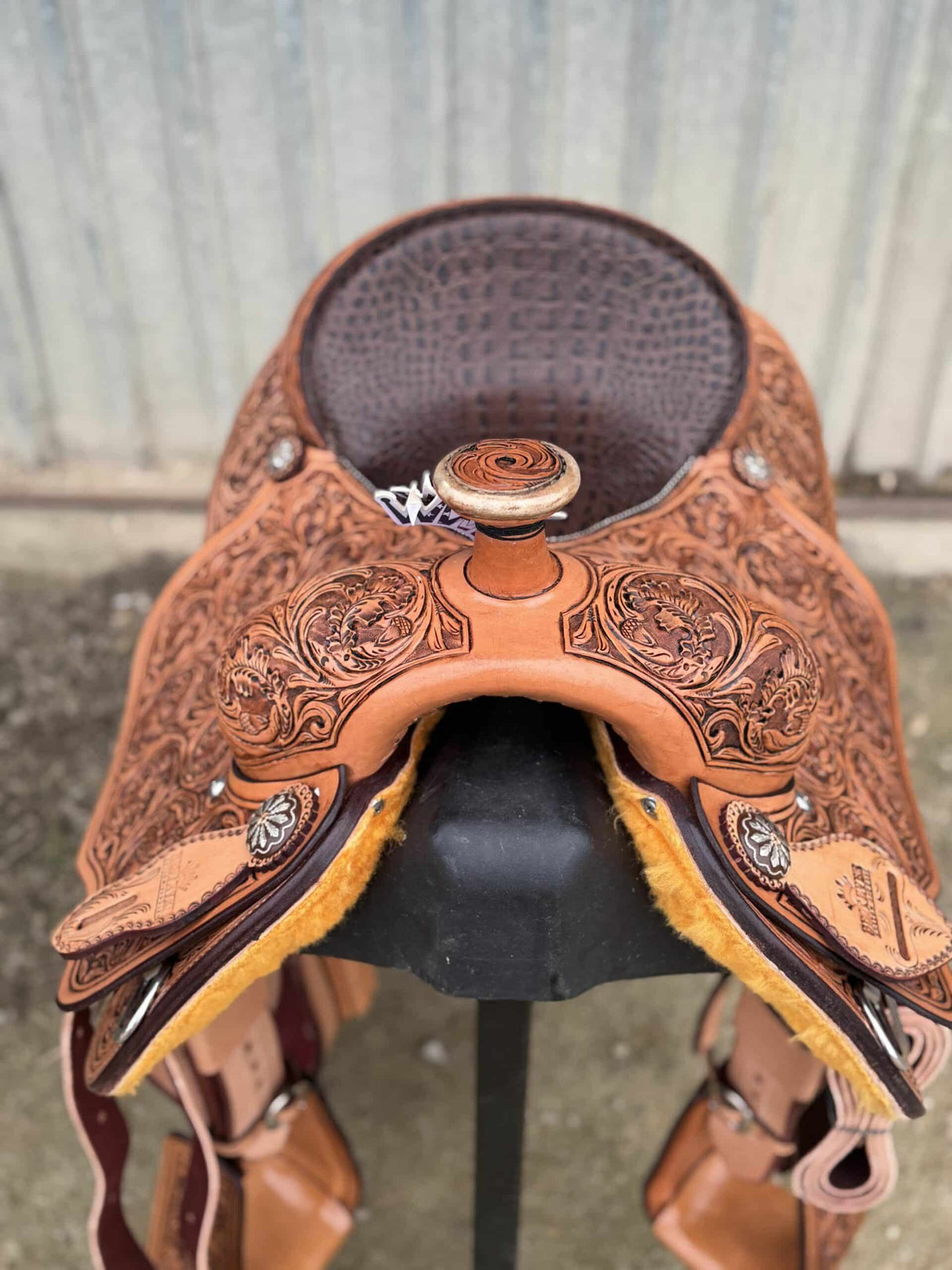 14.5" Rope Saddle - Floral Oak