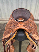 14.5" Rope Saddle - Floral Oak