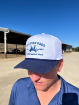 Flat Brim White Navy Rope Cap
