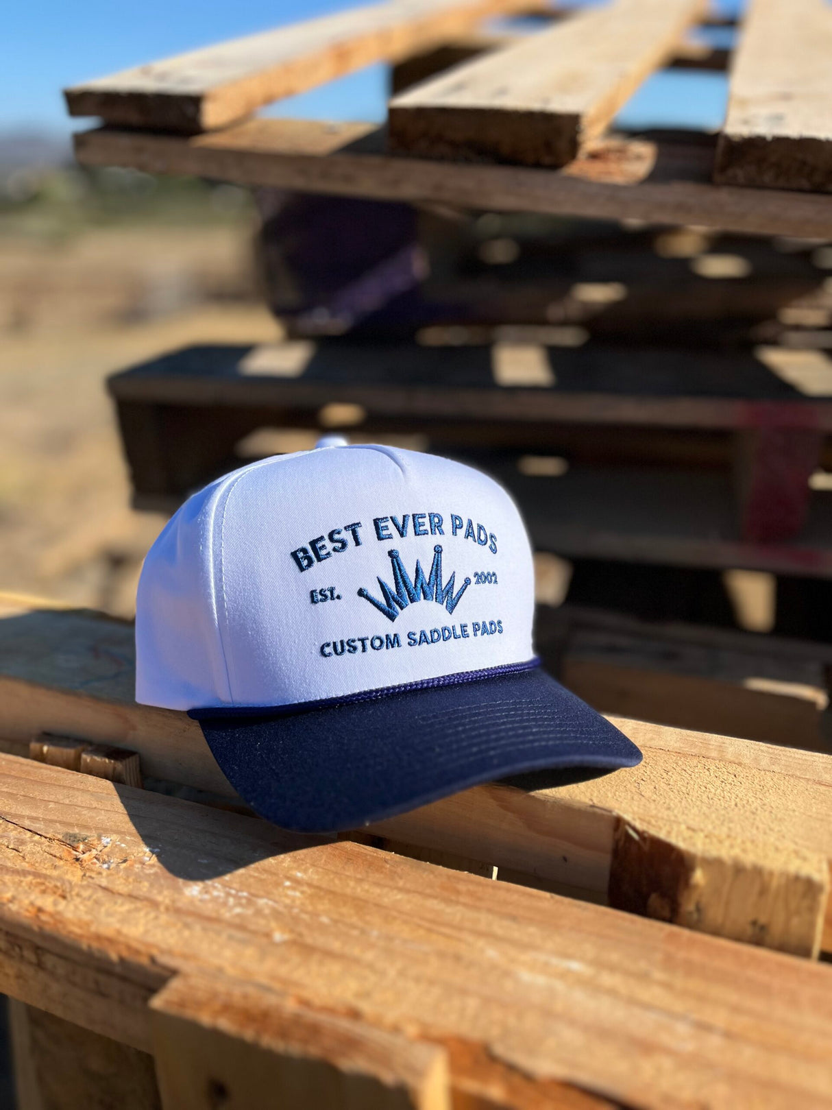 Flat Brim White Navy Rope Cap
