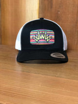 Trucker Hat Serape Baja White Mesh Gold Crown