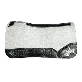 The Kush Light Grey Saddle Pad with Crocodile Leather and White Crown