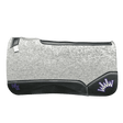 The Kush Gray Saddle Pad with Black Leather and a Purple & White Embroidered Crown