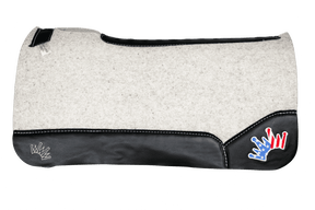 The Kush Gray Saddle Pad with Black Leather and a USA Embroidered Crown