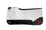 The Kush Gray Saddle Pad with Black Leather and a Red Best Ever Logo Patch