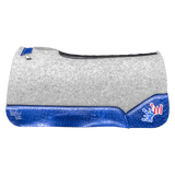 The Kush Gray Saddle Pad with Blue Crocodile Leather and a USA Embroidered Crown