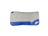The Kush Gray Saddle Pad with Blue Crocodile Leather and a White Embroidered Crown