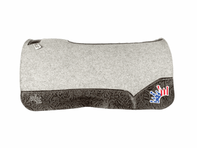 The Kush Gray Saddle Pad with Chocolate Floral Leather and a USA Embroidered Crown