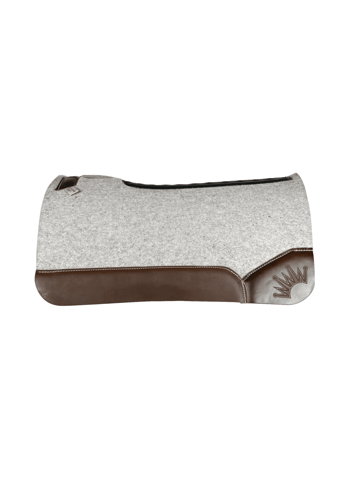 The Kush Gray Saddle Pad with Espresso Oiled Cowboy Leather and Lasered Crown