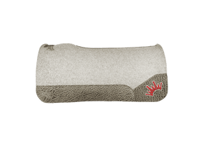 The Kush Gray Saddle Pad with Graphite Elephant Leather and a White & Red Embroidered Crown