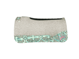 The Kush Gray Saddle Pad with Light Turquoise Laredo Western Leather and Turquoise and Bubblegum Pink Embroidered Crown
