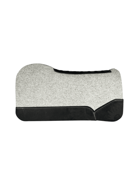 The Kush Gray Saddle Pad with Black Roughout Cowboy Leather and Lasered Crown