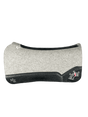 The Kush Gray Saddle Pad with Black Elephant Leather and a Thin Red Line Crown Embroidery