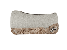 The Kush Gray Saddle Pad with Cream Gold Python Reptile Leather and a White & Black Embroidered Crown