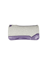 The Kush Gray Saddle Pad with Purple Leather and a Violet Embroidered Crown
