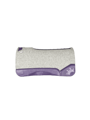 The Kush Gray Saddle Pad with Purple Leather and a Violet Embroidered Crown