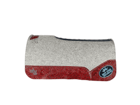 The Kush Gray Saddle Pad with Red Floral Leather and Turquoise Best Ever Logo Patch