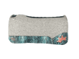The Kush Gray Saddle Pad with Sea Turquoise Crocodile Leather and Coral Embroidered Crown