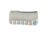 The Kush Gray Saddle Pad with Serape Sedona Western Leather and a Black & Light Turquoise Embroidered Crown