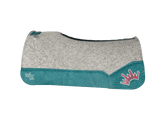 The Kush Gray Saddle Pad with Turquoise Elephant Leather and a White & Burgundy Embroidered Crown