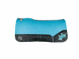 The Kush Turquoise Saddle Pad with Black Elephant Leather and a White & Teal Embroidered Crown