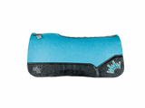 The Kush Turquoise Saddle Pad with Black Elephant Leather and a White & Teal Embroidered Crown